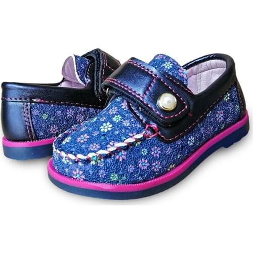 New 1pair flower PU leahter Shoes Orthopedic Children kids Fashion Shoes, without arch support Girl single shoes