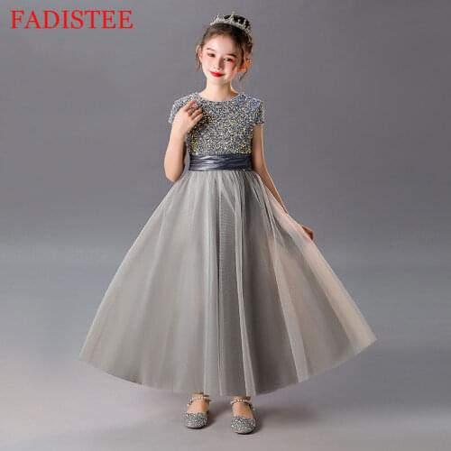 New Style Sequin Flower Girl Dresses O-neck Girl Wedding Party Dress First Communion Dress платье для девочки