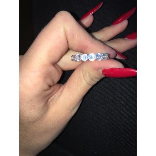 925 SILVER PAVE SETTING FULL 4MM ROUND Simulated Diamond CZ ETERNITY BAND ENGAGEMENT WEDDING Stone Rings size 5,6,7,8,9,10