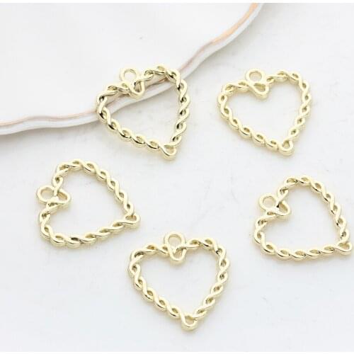 19*21mm Zinc Alloy Pendant Hollow Heart Charms Pendant Connectors 6pcs/lot For DIY Jewelry Earring Making Accessories