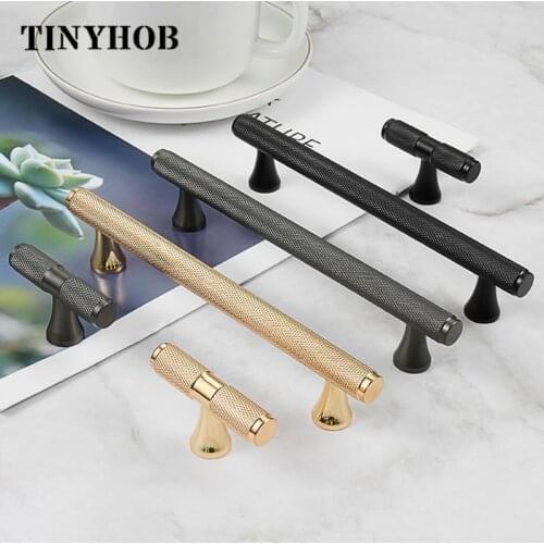 Gold Knurled/Textured Handle Kitchen Cabinet Knobs Drawer Pulls Bedroom Knobs Brass T Bar Cabinet Hardware Kitchen Accessories