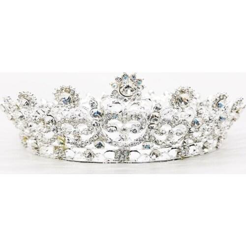 Crystal Bridal Tiaras Queen Round Crowns Women Rhinestone Baroque Party Pageant Diadem Vintage Wedding Hair Accessories Jewelry