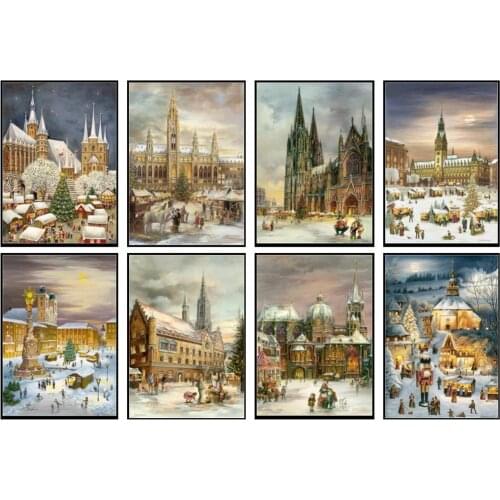 Counted Cross Stitch Kits Needlework Embroidery - 14 ct Aida DMC Color DIY Arts Handmade Home Decor - Christmas Market