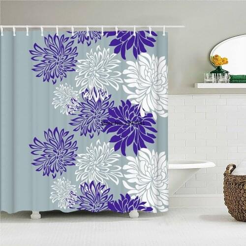 Waterproof Shower Curtain Modern Flower Polyester Fabric 3D Printing Geometry Bathroom Curtains for Bathroom Decor with Hooks