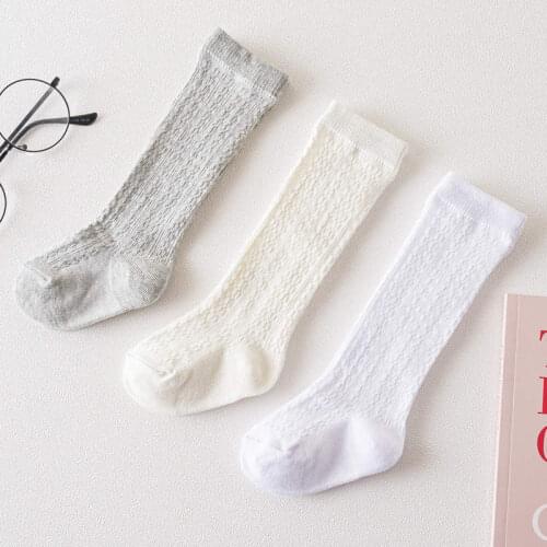 Wecute 2020 New Baby Girls Cotton Knee High Socks Solid Color Kids Toddler Double Needle Short Socks For Children Baby Socks