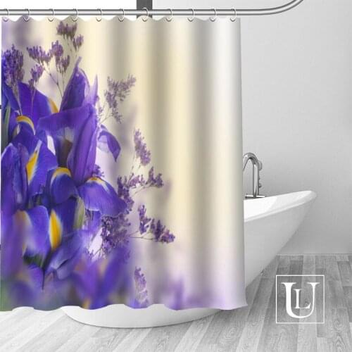 Iris Flower Shower Curtains Custom Design Creative Shower Curtain Bathroom Waterproof Polyester Fabric