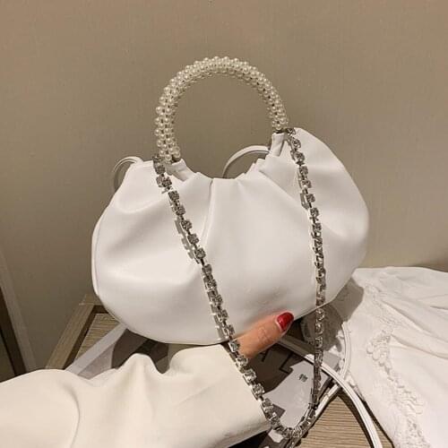 Mini Bag PU Leather Crossbody Bags For Women Elegant With Pearl Handle Shoulder Handbags Female Travel Lady Fashion Totes