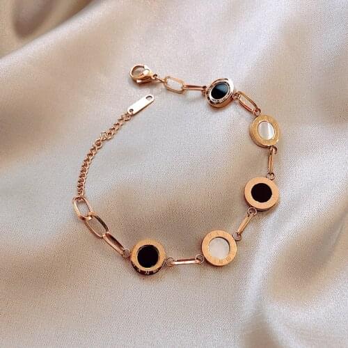 Luxury Famous Brand Jewelry Rose Gold Stainless Steel Roman numerals Bracelets & Bangles Female Charm Bracelet For Women