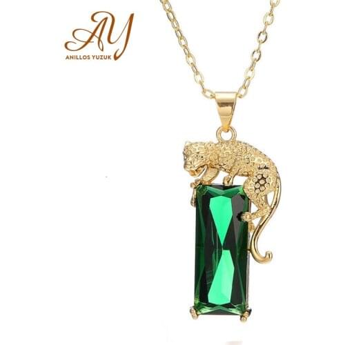 Anillos Yuzuk Emerald Green Yellow Gold Color Cool Animal Leopard Necklace Women Geometric Gem Gold Silver 925 Gold leopard Gem