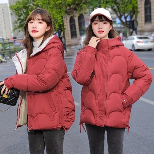 EHQAXIN 2021 Winter Womens Hooded Down Padded Jacket Fashion Loose Thicken Warm Plus Size Coat Female Sweet College Style M-3XL