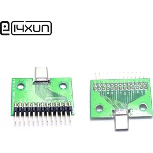 1pcs USB 3.1 Type C Connector 24Pin Male Plug Receptacle Adapter to Solder Cable 24P PCB Board with 2.54mm Pitch Pin