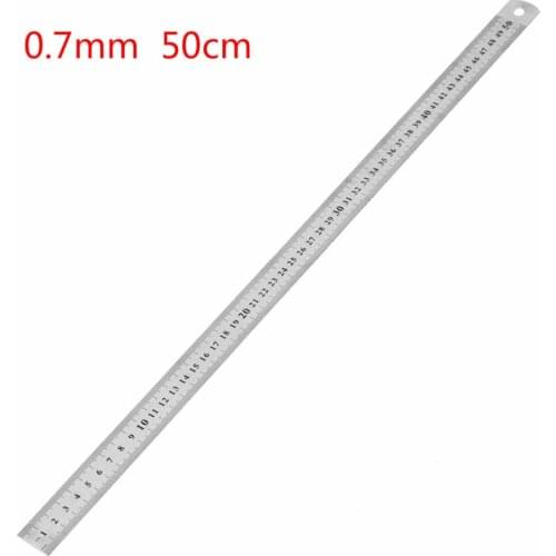 1Pcs High Quality 0.7mm Double Side Scale Stainless Steel Straight Ruler Measuring Tool 50cm School Office Supplies