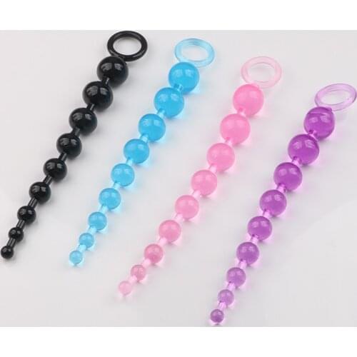 10 beads Soft Rubber Anal Plug Beads Long Orgasm Vagina Clit Pull Ring Ball Butt Toys Adults Women Stimulator Sex Accessories