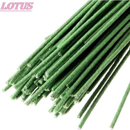 Plastic flower shop stem 60 cm green iron wire filigree wedding bridal bouquet craft decoration 12pcs