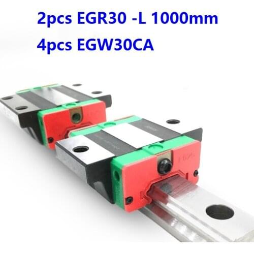 2pcs origial Hiwin rail EGR30 -L 1000mm linear guide + 4pcs EGW30CA flanged carriage blocks for CNC router