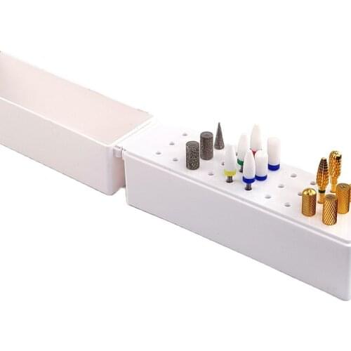 30 Hole Nail Bit Storage Box Organiser Display Stand Nail Drill Bits Holder Stand Nail Bits Organizer Manicure Box 14*4.1*6.4cm