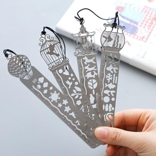 4pcs/lot Stainless Stencils Multi Function Book Mark Journal/Notebook/Diary/Scrapbook Hollow DIY School Stationery