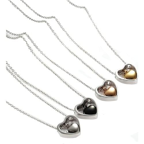 4Pcs Stainless Steel Pet Ashes Necklace Openable Double Peach Heart Commemorative Jewelry
