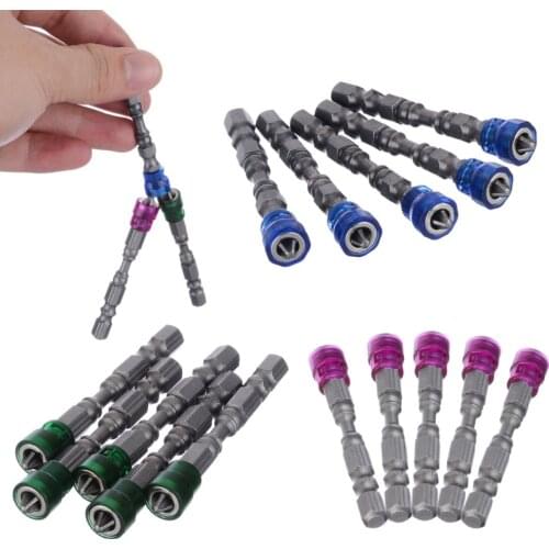 5pcs Mayitr PH2 Magnetic Screwdriver Bit Anti-Slip S2 Steel Electric Screw Driver Set 1/4" Hex Shank Single Head Power Tools