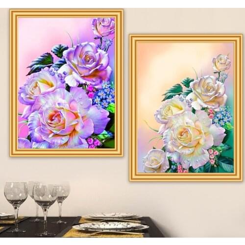 5D DIY Diamond Painting Flowers Rose Kit Full Square Round Drill Embroidery Mosaic Art Picture of Rhinestones Decor New Arrival