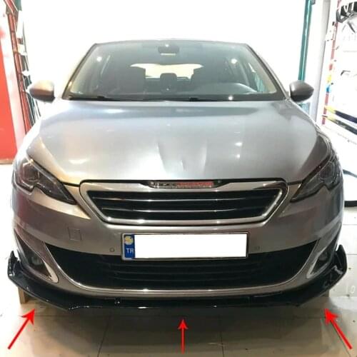 Peugeot 308 Front Bumper Attachment Gloss Black 3 Pcs