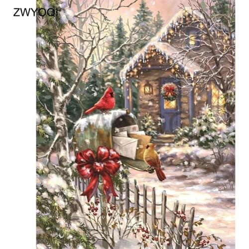DIY 3D Diamond mosaic Full Square Diamond painting Cross stitch Bird letter snow house Full Round Diamond embroidery Bird letter