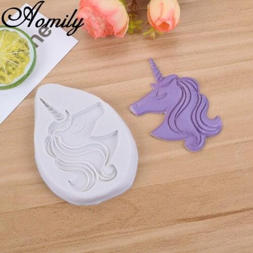 Aomily Newest Unicorn Fondant Cake Silicone Mold Cake Biscuits Baking Mold Mousse Sugar Craft Icing Mat Pastry Tools