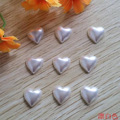40PCS 15*15mm white Heart-shaped no holes pearl buttons as patches centers decoration jewelry accessorie pearl button