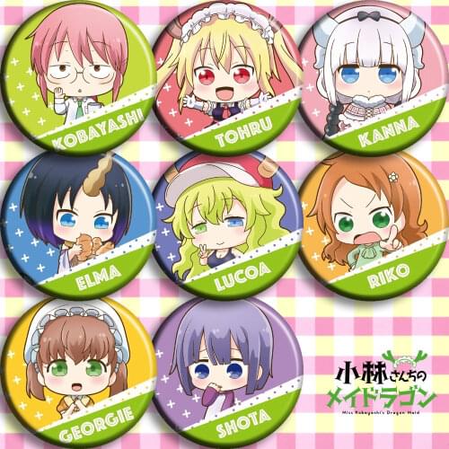 Brdwn Miss Kobayashis Dragon Maid Kobayashi Toru Kanna Kamui Elma Lucoa Riko Georgie Shota Cosplay Badge