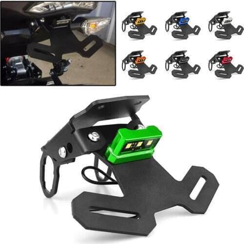Motorcycle CNC Rear License Plate Tail Frame Holder Bracket with LED Light Lamp Support Kit for Kawasaki Z900 RS ABS 2017-2021