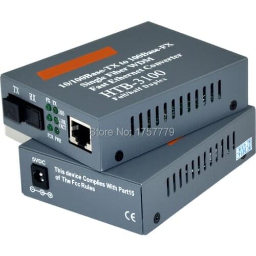 Htb-3100ab Optical Fiber Media Converter Fiber Transceiver Single Fiber Converter 25km SC 10/100M Singlemode Single Fiber