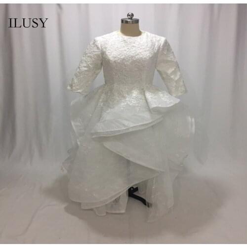 ILUSY Gorgeous Lace Wedding Dresses vestidos de fiesta de noche Ball Gowns Tiered Bridal Gowns