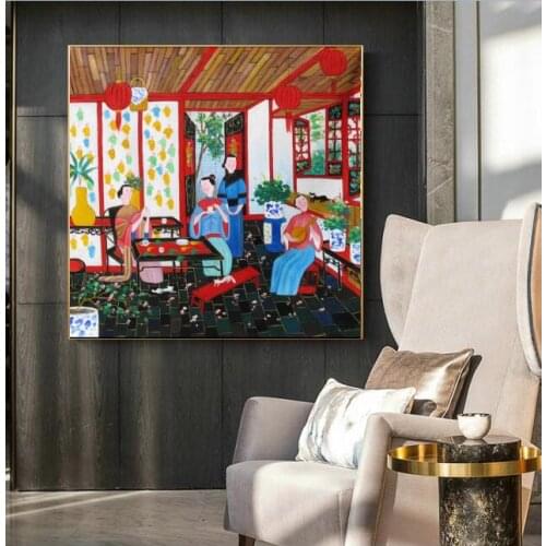 Oil Painting on Canvas Hand-painted Chinese Paintings paintings Mahjong for living room wall decoration