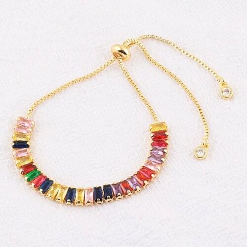 Colorful Rainbow Zircon Bracelet for Women adjustable initial Tennis Bracelet Femme Snake Chain Jewelry Christmas gifts