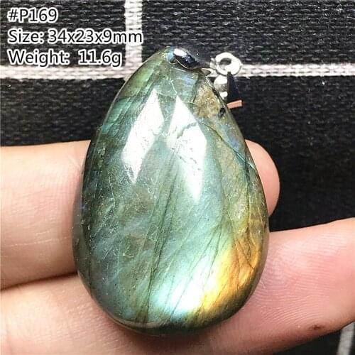 Natural Yellow Light Labradorite Pendant Jewelry For Women Man Crystal Silver Water Drop 34x23x9mm Beads Moonstone Stone AAAAA