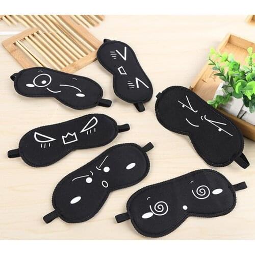 Cute Lovely Expression Sleeping Eye Mask Soft Black Eye Shade Bandage on Eyes for Sleeping Travel Rest Safety Eye Blinder Random