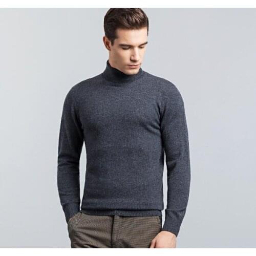 Man 100% Merino Wool Sweater Turtleneck Cashmere Jumper Male Casual Warm Wool Sweaters Pullovers