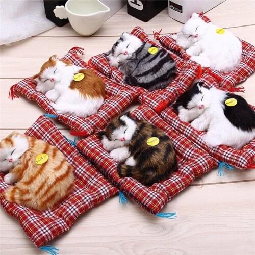 Stuffed Toys Lovely Simulation Animal Doll Plush Lazy Sleeping Cats Plush Toy with Sound Home Decorations