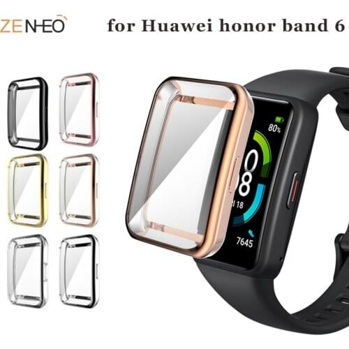 Plating TPU Soft Silicone Full Edge Protective Shell For Huawei Honor Band 6 Case Cover For Honor Band6 Smartwatch Accessories