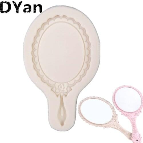 New Retro Hand Mirror Fondant Silicone Mold Cake Mold Chocolate Mold DIY Cake Baking Decoration Tool A1569