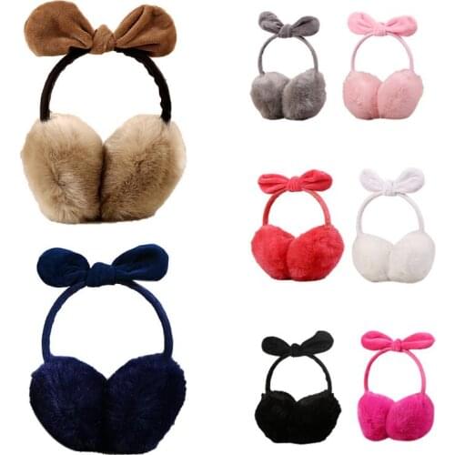 Adjustable High Quality Bow Cute Rabbit Ears Warm Earmuffs Rabbit Hair Warm Winter Ear Protection