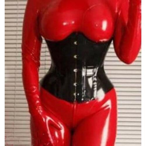 Sexy woman 1.0mm heavy black latex corset