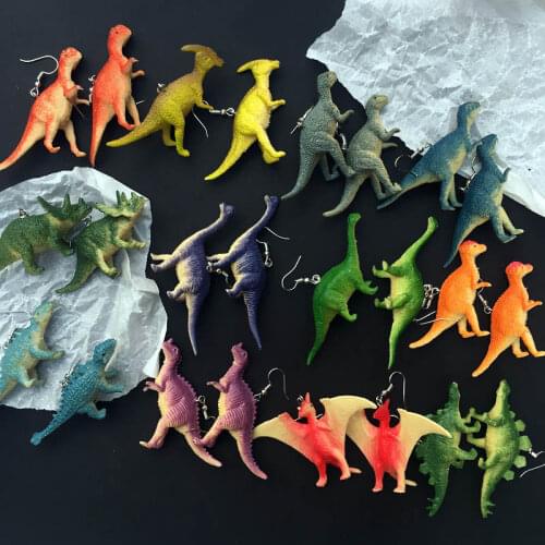 Personalized Cute 3D Dinosaur Earrings for Women Creative Handmade Colors Resin Dangle Earring Girl Funny Jewelry Kids Xmas Gift