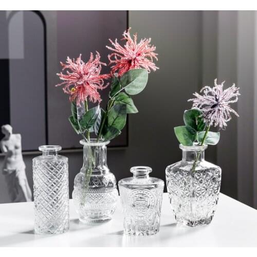 Glass Relief Vase Decoration Home Norbic Tabletop Flower Vase Decoracion Salon Casa декор для кухни Vase Miroir