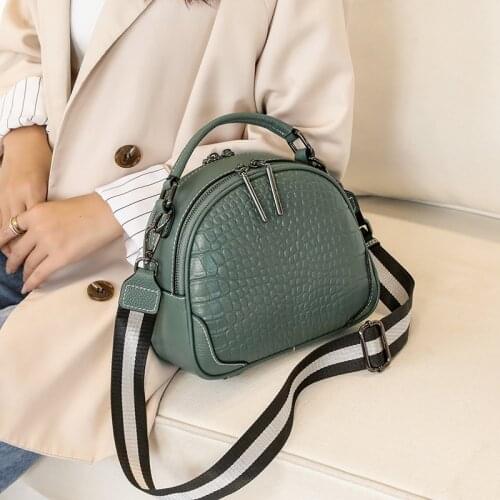Unique Design Luxurious Stone Pattern Top Grain Cowhide Leather Women Shoulder Bag 2 Straps All-match Girl Crossbody Bag Cute
