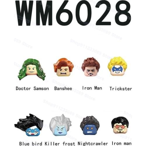 WM6028 8pcs/set Banshee Iron Man Killer Frost Nightcrawler Assemble Building Blocks Bricks Superhero Model Figures Toys Children