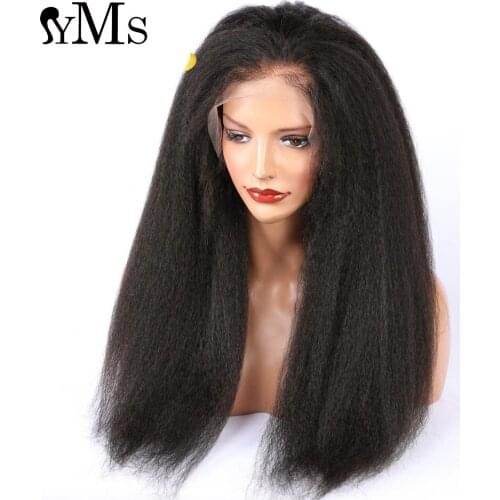 YMS 13X4 Lace Front Human Hair Wigs For Women Kinky Straight Glueless Brazilian Remy Hair Pre Plucked Bleached Lace Front Wigs