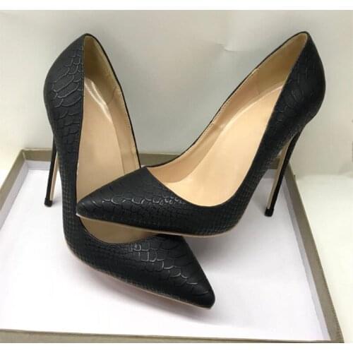 Women Shoes 12cm High Heels Women Pumps Stiletto 10cm Heels Sexy 8cm Shoes Pointed Toe Black Snake Pattern YG031 CHENSIR9