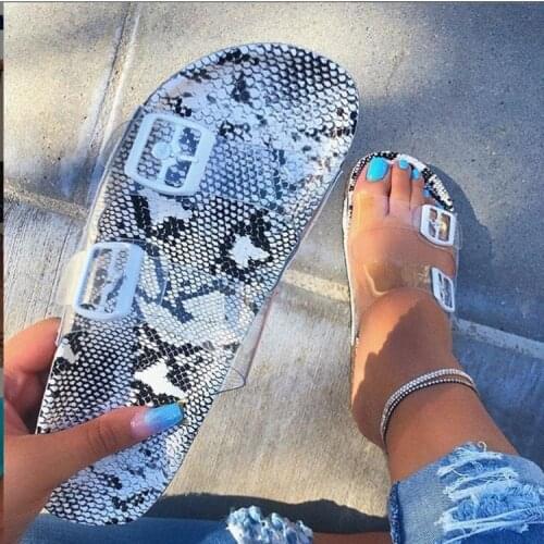 Women Slippers Flat Heel Transparent Upper Pu Solid Insole Sexy Fashion Casual Slides Outdoor Ladies Shoes Zapatos De Mujer 2021
