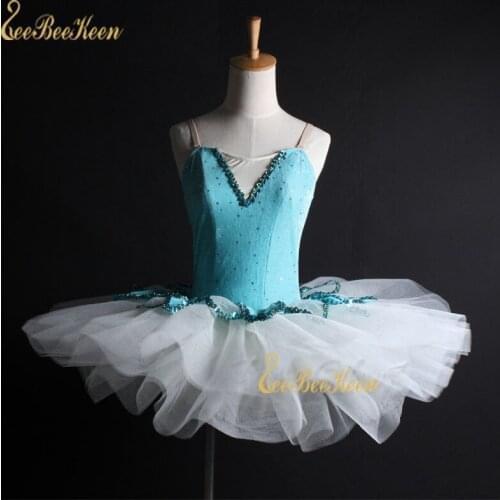 Women Stage Performance Costume Adults Professional Ballet Tutu Blue Pancake Classical Ballet Leotard Tutu Dance Dress For Girls